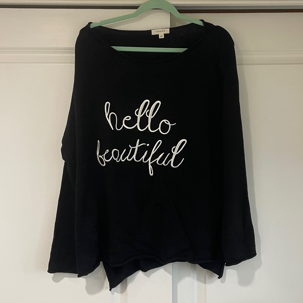 NWOT Gilli Hello Beautiful Embroidered Sweater Plus  1X